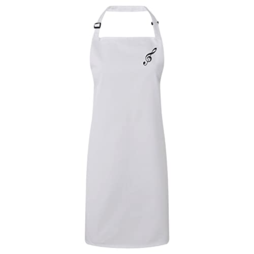 Tablier de cuisine motif musique blanc cadeau idéal pour musicien et passionné de chant