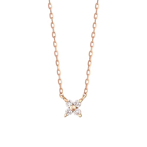 [テイクアップ] K10ダイヤモンド ミニフラワーネックレス(PG)