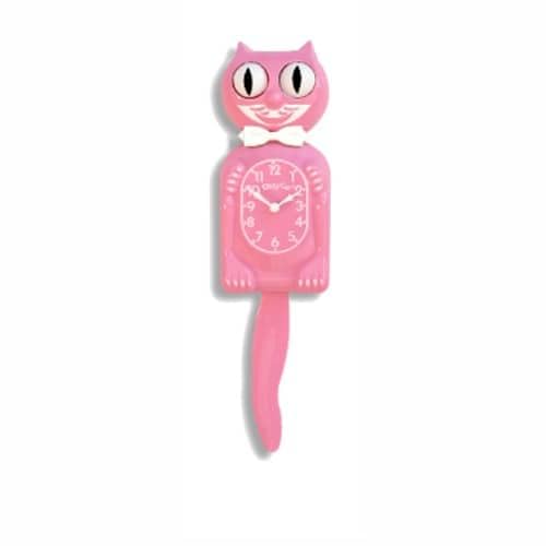 Pink Satin Kitty-Cat Klock, Smaller Kitty-Cat clock - 30cm tall - Image 3