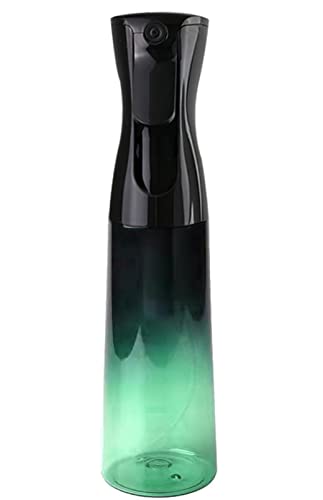 ZeroStage Water Spray Bottle for Hair, 10 Ounce Mister Continuous Empty Mist 360 Pressurized Fine Misting for Beauty Salon Cleaning Plants Travel Black Green 300ml