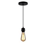 Yzyaxsaa Industrial Mini Pendant Light Kit, E26 Vintage Style Black Cord Hanging Light Fixture,be Applicable Overhead Lamps for Farmhouse Bedroom Home Ceiling Chandelier Decors (Black)