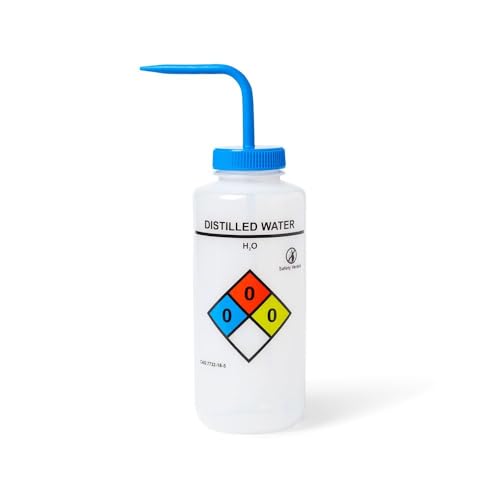 United Scientific™ UniSafe™ Distilled Water Vented Wash Bottle, 1000 mL, Designed for use in Laboratories, Classroom, or Home, Pack of 4, LDPE
