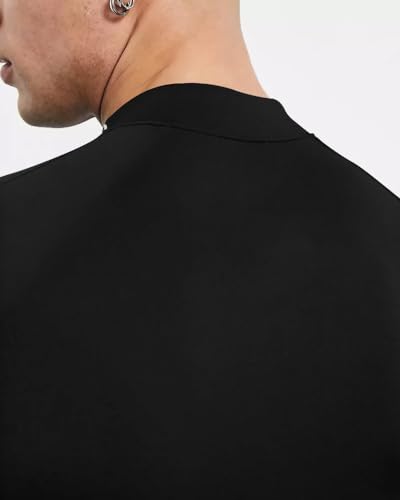 Image of EYEBOGLER Men Solid High Neck Full Sleeve Regualr Fit T-Shirt
