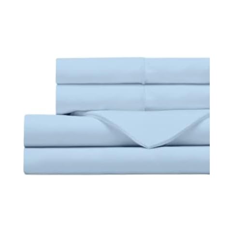 Queen'S Linen Giza Sheets-King Size Giza Cotton Sheets Set - My-Giza-Sheets - Giza Cotton Bed Sheet Set-100% Certified Long Staple Giza Cotton Fits Upto 18'' Deep Pocket - Giza Sheets (Light Blue) Cover