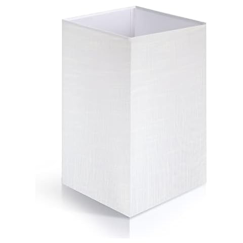 OUTON White Linen Texture Lamp Shade 14.25 x 8.5 x 8.5 inch for Shelf Floor Lamp Cover