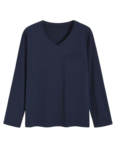 Latuza Women's Petite Cotton Pajama Set Long Sleeve Sleepwear Petite Size2