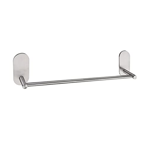 HouseAid Toallero autoadhesivo de 18 pulgadas para baño, barra de toalla de mano adhesiva de acero inoxidable, soporte de toalla moderno sin taladrar, acabado cepillado