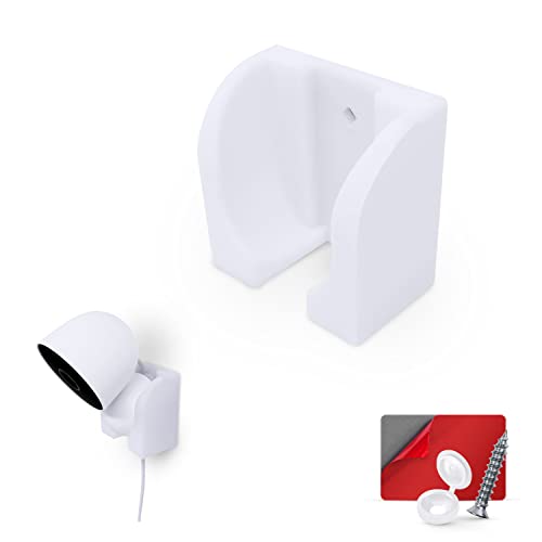 Wall Mount for Google Nest Wired 2nd Generation Security Camera - Adhesive & Screw-in Easy Slot-in Design (White) by Brainwavz
