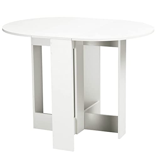 HOMCOM Mesa de Comedor Plegable con 2 Alas Abatibles Mesa Auxiliar de Madera para Cocina Salón...