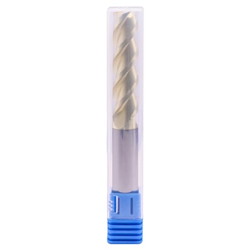 Image of 1 /2 inch 3 Flute Solid Carbide Long End Mill, 4 inch Overall Length, ZrN Coated | 45 Helix, 1 /2 inch Cutting Dia, 1 /2 inch Shank Dia, 2 inch Length of Cut, for Milling Aluminum and Copper, Square End