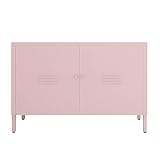 LINGZOE 2 Door Steel Storage Cabinet Pink TV Stand for Living Room,Metal Locker Storage Cabinet for Bedroom Balcony
