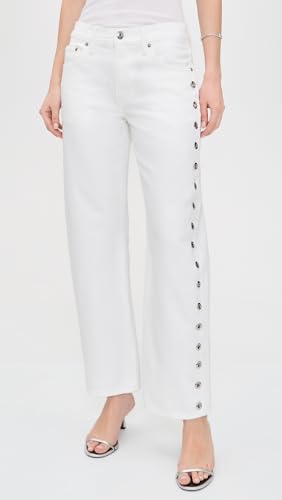 Image of PISTOLA - Lexi Mid Rise, Signature Bowed Straight Jeans - Light Denim Jeans
