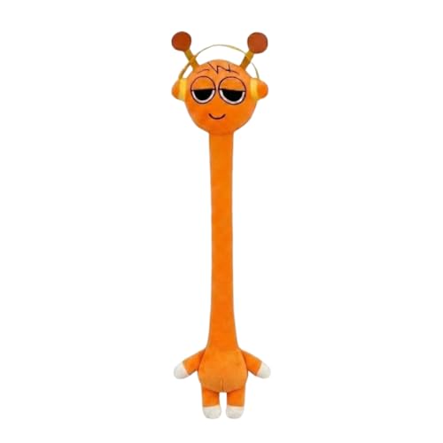 Image of Orange Headphone Long Neck Plushie Sleepy Eye Game Character Doll