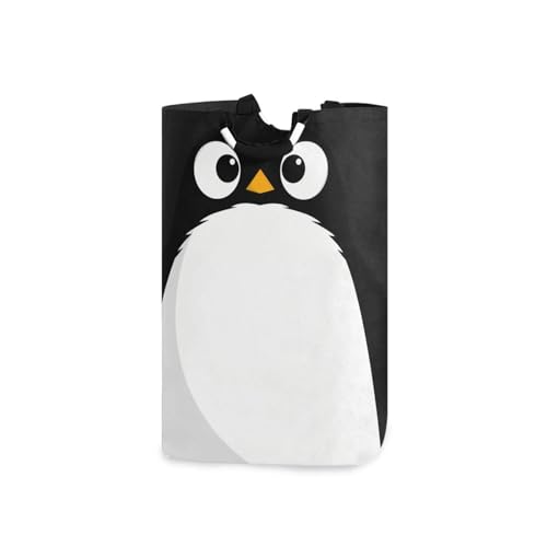 Jihqo Laundry Hamper Basket Penguin Face Collapsible Nursery Storage Bin Waterproof Clothing Baskets for Home Bedroom Bathroom Washing Room