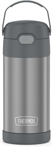 Image of THERMOS FUNTAINER Water Bottle with Straw - 12 Ounce - Kids Stainless Steel Vacuum Insulated Water Bottle with Lid, Grey (Pack of 6)