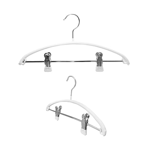 MAWA Children Clothing Hanger with Strong Metal Non-Slip Adjustable Clips, Non-Slip Coating, Rotating Hook, Made in Germany, White, Set of 2
