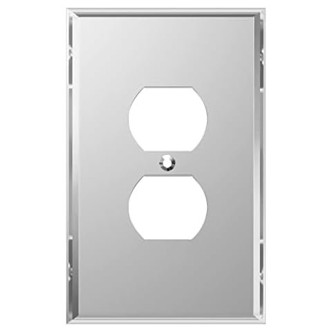 ENERLITES Reflective Duplex Wall Receptacle Plate, Plexiglass Outlet Cover, Acrylic Glass, Oversized 1-Gang 5.50" x 3.50", 8721-ASV, Mirrored Silver Cover