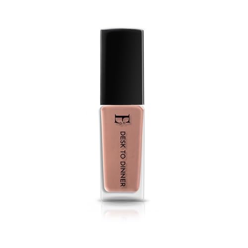 Image of Ellement Co Desk To Dinner Nail Polish 10 ml with elegant nude peach shade delivers high gloss salon finish | smooth streak free application | quick drying formula | and long lasting chip resistant wear, perfect for office wear, daily elegance, professional looks, evening outings, and effortless transition from work to dinner.
