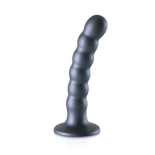 Godemichet classique marque OUCH! Godemichet vaginal avec ventouse a sfere Beaded G-Spot Gode 5'' / 13 cm Gun Metal