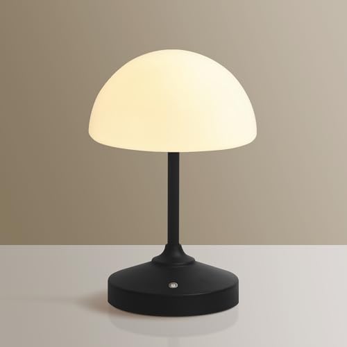 Image of Dawnwake Mushroom Lamp Cordless Lamp Table Lamp,Outdoor Waterproof Shower Lamps,5000mAh Rechargeble Battery Operated Dimmable Touch Desk Lamps,LED Night Light for Bathroom Patio Camping Outdoor(Black)