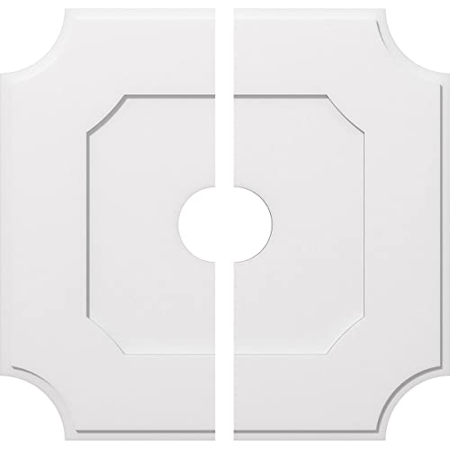 Image of Ekena Millwork CMP40LE2-07000 Locke Architectural Grade PVC Contemporary, Two Piece Urethane Ceiling Medallions 40 inchOD x 7 inchID x 24 inchC x 1 inchP