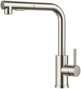 FORIOUS Wasserhahn Küche, Küchenarmatur Ausziehbar mit Brause, Spültischarmatur Küche, L-förmiger Edelstahl Mischbatterie Armatur, Zwei Sprühfunktionen, 360° Schwenkbar