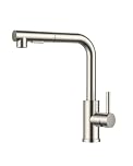FORIOUS Rubinetto Lavello Cucina, Miscelatore Cucina con Doccetta Estraibile, 2 Tipi di getto e Girevole a 360°, A forma di L Acciaio Inox Maniglia Singola Rubinetto Miscelatore