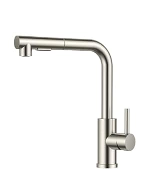 Foto di FORIOUS Rubinetto Lavello Cucina, Miscelatore Cucina con Doccetta Estraibile, 2 Tipi di getto e Girevole a 360°, A forma di L Acciaio Inox Maniglia Singola Rubinetto Miscelatore