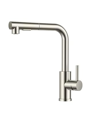 Foto di FORIOUS Rubinetto Lavello Cucina, Miscelatore Cucina con Doccetta Estraibile, 2 Tipi di getto e Girevole a 360°, A forma di L Acciaio Inox Maniglia Singola Rubinetto Miscelatore