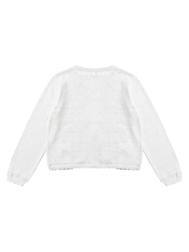 FEESHOW Little Girls Long Sleeves Floral Lace Bolero Shrug Sweatshirt Flower Dress Cover Up Cotton Cardigan4