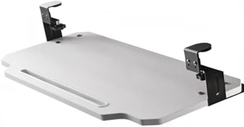 Giawkca 人間工学に基づいたキーボード引き出し、スライド式キーボードとマウストレイ、家庭/オフィス用、Cクランプ付きテーブル下キーボードホルダー、高さ調節可能なキーボードトレイ (ホワイト,50*29cm)