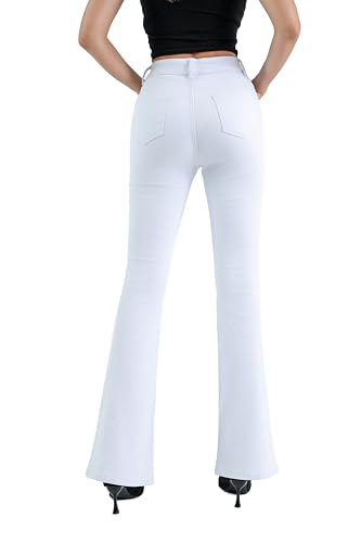 Women’s High Waisted Stretch Flare Jeans Destroyed Curvy Bootcut Denim Long Pants2