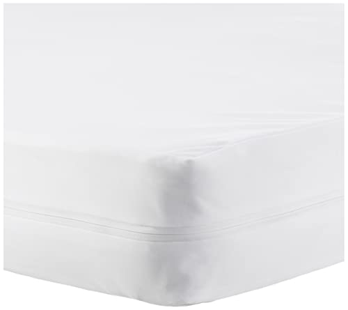 Image of Amazon Basics Waterproof Zippered Crib Mattress Protector Encasement, 2-Pack, Portable/Mini Crib (27" x 39")