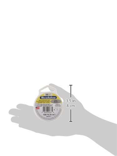 Beadalon Fio de encordoamento de contas de aço inoxidável de 19 fios, 0,38 mm, brilhante, 31 m