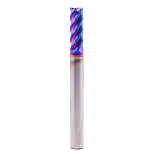 Image of BestParts 5Pcs HRC65 Tungsten Carbide Square End Mills - TiAlsiN Nano Coated, 4 Flute, 45 Degree Helix, 1 /4 inch Cutting Diameter, 1 /4 inch Shank Diameter, 3 /4 inch Length of Cut, 2-1 /2 inch Overall Length