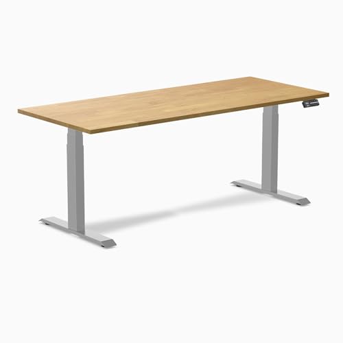 Image of Desky Electric Standing Desk, 72 x 30 inch Rubberwood Height Adjustable Sit Stand Desk, Dual Motor, Memory Presets, Ergonomic Workstation for Home Office - Light Oak Top