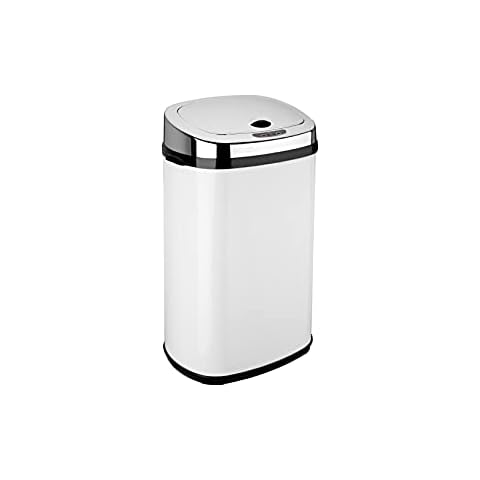 Dihl Rectangle 30L White Stainless Steel Auto Sensor Kitchen Waste Dust Bin Automatic Motor WHITE Cover
