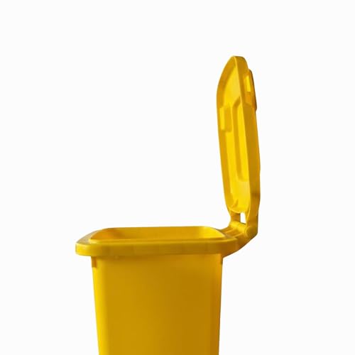 Image of HiBi AW 50 Litre Dustbin - Large Outdoor Waste Bin | Heavy Duty Garbage Container with Wheels | Durable Plastic Trash Can for Home, Office, Hospitals, Public Areas (Yellow)