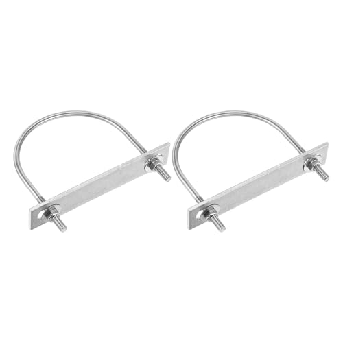 Image of DTGN M6x89x109mm U Bolts Round Kit - 2Set - 304 Stainless Steel U-Bolt Kit with Nuts, Washers, Frame Plate - Good for Pipe, Trailer, Automotive, Leaf Spring Fastener