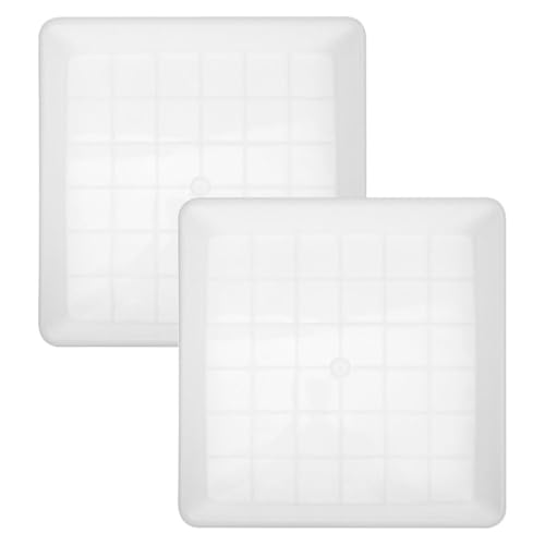 OSALADI Platos Cuadrados para Macetas 25 CM Bandejas de Riego Resistentes Intemperie Base para Macetas de Balcón Aptas para Suculentas y Bonsáis Pack de 2 Unidades Color Blanco