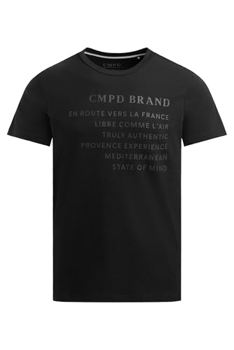 CMPD Herren T-Shirt mit Rubber Wording Print Black L