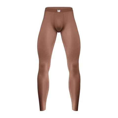 Linjinx Men's Compression Pants Athletic Leggings Workout Running Tights for Gym Sports Cycling Brown Large Cover