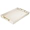 17" X 12" Wood Serving Tray With Gold Polished Metal Handles, Home Decorative Wooden Rectangle Ottoman Decor Platter Bathroom Vanity Tray For All