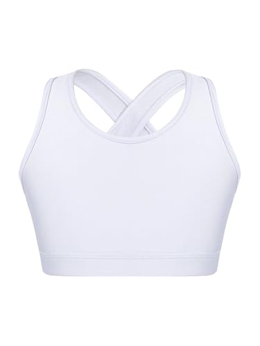Hedmy Kids Girls Stretch Sports Bra Girls Training Bra Crop Tank Top Cami for Children Racer Back Top Vest