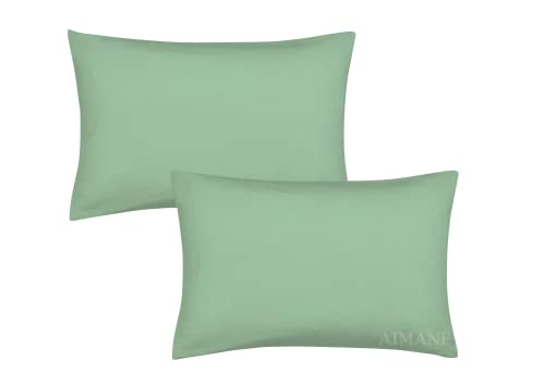 AIMANE® Percale Pair of Housewife Pillowcases 50 x 75 CM Polycotton Easy Care Plain Dyed Pillowcases Envelope Closure (Mint Green, Housewife Pillowcases)