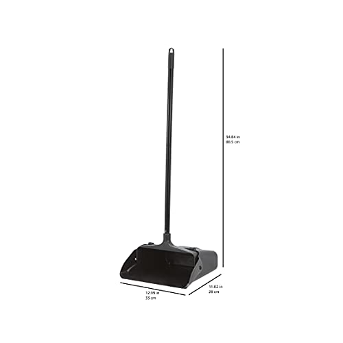 Image of AmazonCommercial Pivoting Upright Lobby Dustpan - 3-Pack, black