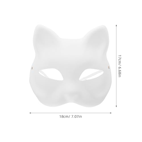 JOINPAYA 5Pcs Unfinished Blank Cat Mask: White Cat Paper Mask DIY Blank s Hand Painted for Masquerade Party - Image 2