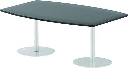 Horison Industries Italia Poseur Style High Gloss Table with Writable Top | Modern MFC Writeable Wipe Clean Surface, Brushed Stainless Steel Meeting Room, Boardroom Table - 1800x1200x725mm