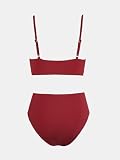 CUPSHE Damskie zestawy bikini dwuczęściowy strój kąpielowy z wysokim stanem dekolt w serek skręcony przód regulowane ramiączka spaghetti strój kąpielowy, L