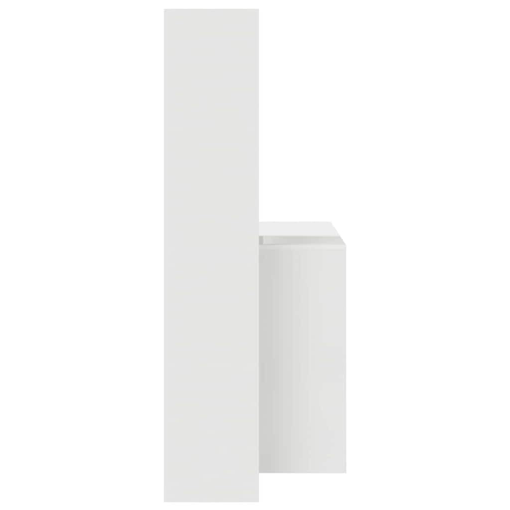Scrivania bianca con ripiano in legno, 138,5 x 55 x 143 cm, 4 ripiani, scrivania per computer, tavolo da lavoro, scrivania da ufficio, per PC, laptop, home office, salvaspazio e durevole, per